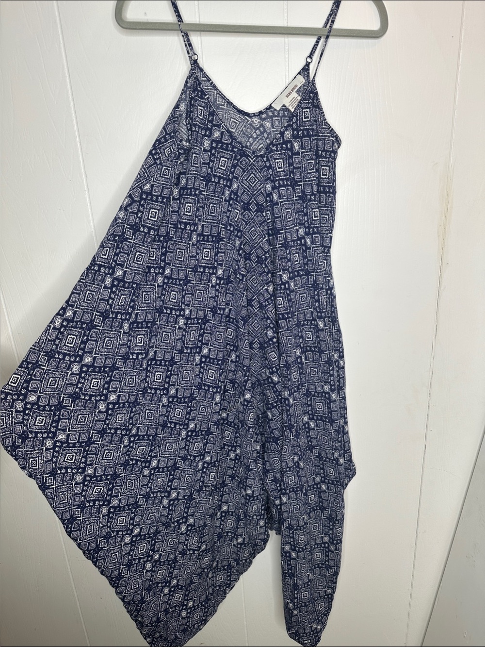 Sans Souci Navy and White Printed Harem Jumpsuit